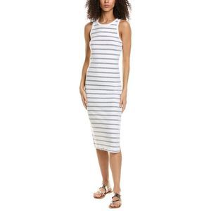 Michael Stars White and Gray Striped Midi Dress
